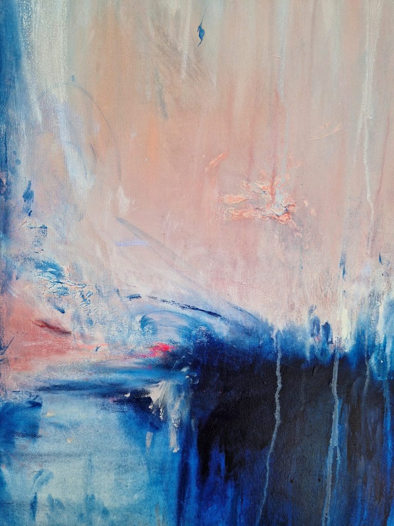 Farbe: dunkelblau/blau. Acryl auf Leinwand. 80 x 120 cm | mixed media (Acryl + Struktur) 